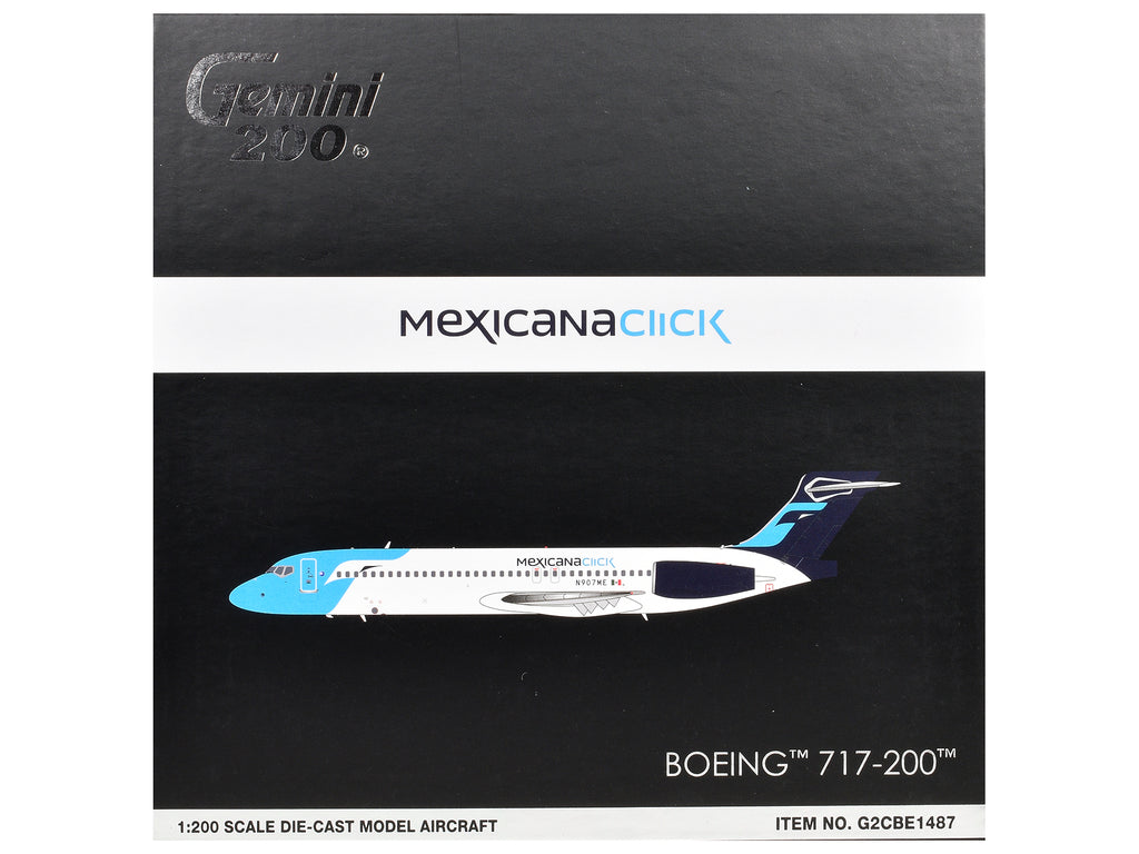 Boeing 717-200 Commercial Aircraft "Mexicana Click" (N907ME) White with Light Blue Nose and Dark Blue Tail "Gemini 200" Series 1/200 Diecast Model Airplane by GeminiJets