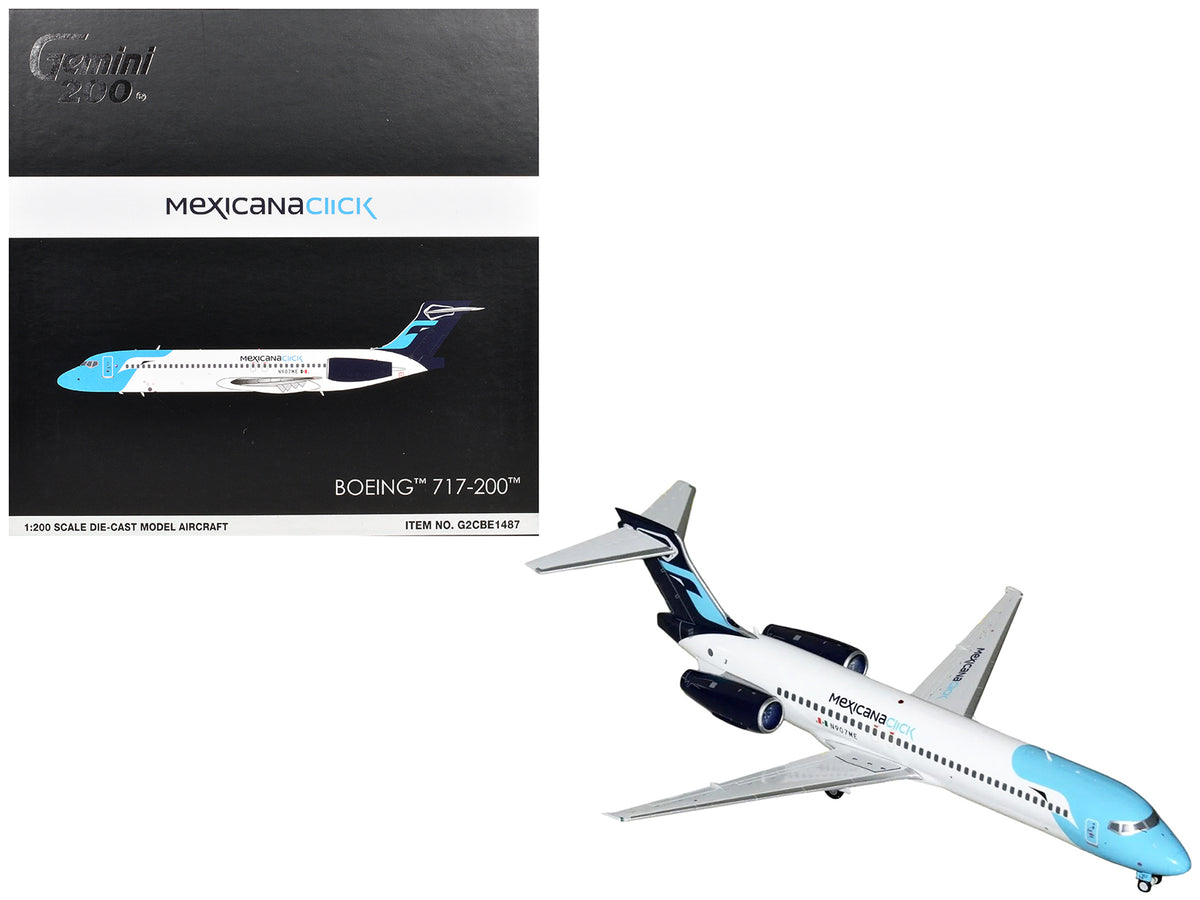 Boeing 717-200 Commercial Aircraft "Mexicana Click" (N907ME) White with Light Blue Nose and Dark Blue Tail "Gemini 200" Series 1/200 Diecast Model Airplane by GeminiJets