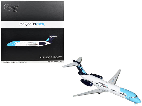 Boeing 717-200 Commercial Aircraft "Mexicana Click" (N907ME) White with Light Blue Nose and Dark Blue Tail "Gemini 200" Series 1/200 Diecast Model Airplane by GeminiJets