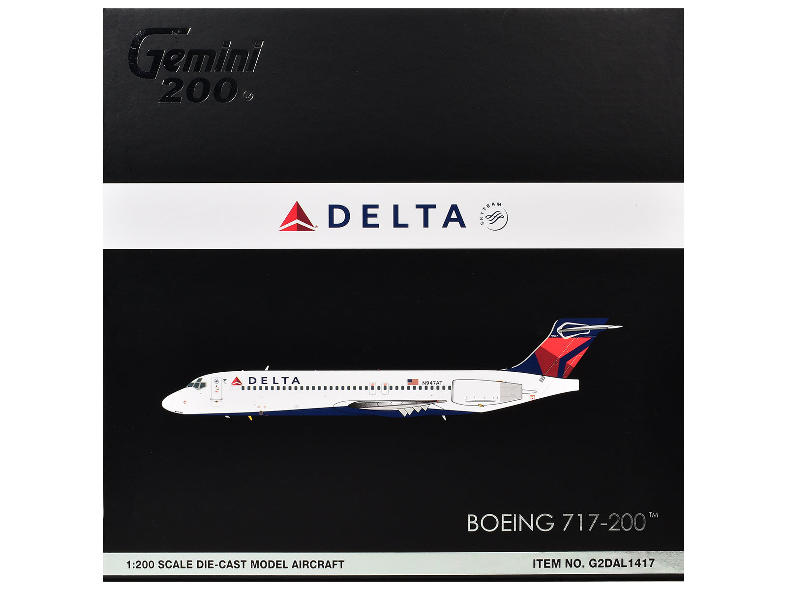Boeing 717-200 Commercial Aircraft "Delta Air Lines" (N947AT) White with Blue and Red Tail "Gemini 200" Series 1/200 Diecast Model by GeminiJets - image 3