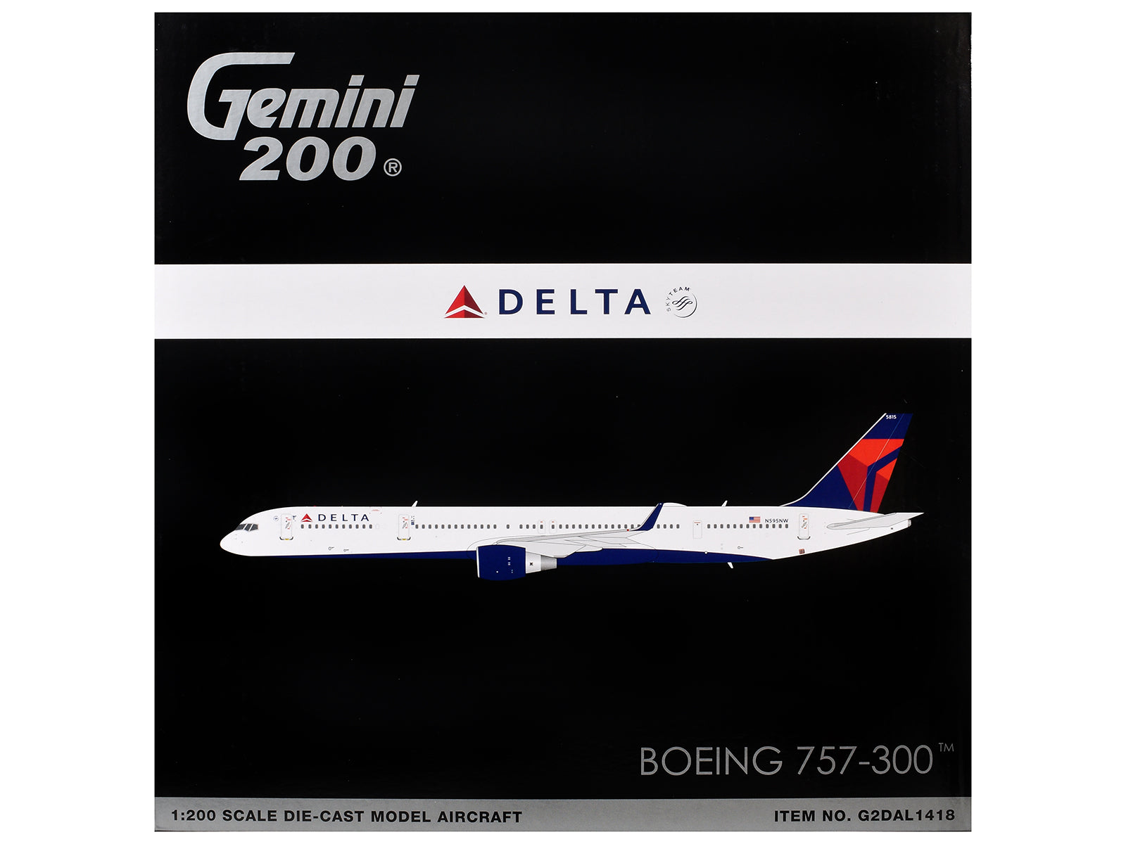 Boeing 757-300 Commercial Aircraft "Delta Air Lines" (N595NW) White with Blue and Red Tail "Gemini 200" Series 1/200 Diecast Model by GeminiJets - image 3