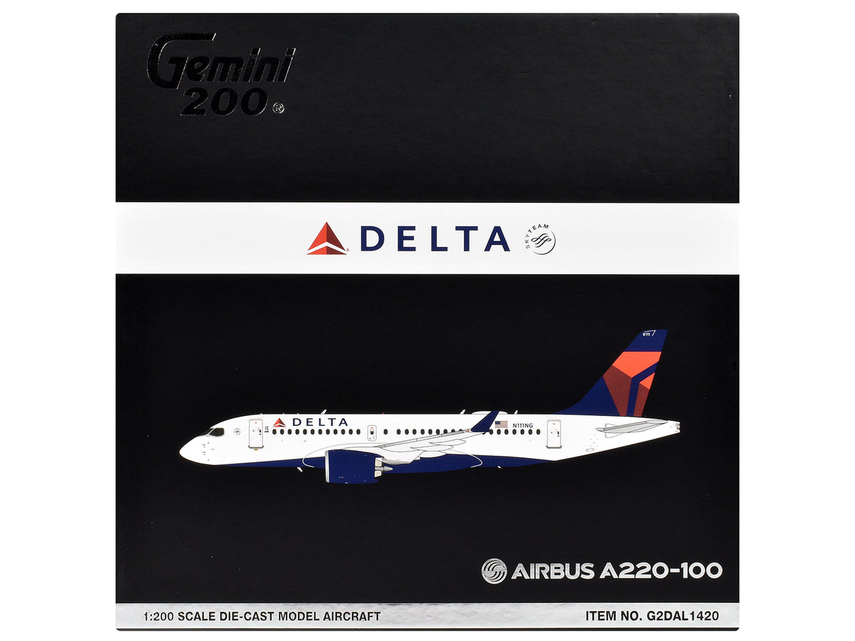 Airbus A220-100 Commercial Aircraft "Delta Air Lines" (N111NG) White with Blue and Red Tail "Gemini 200" Series 1/200 Diecast Model Airplane by GeminiJets - image 3