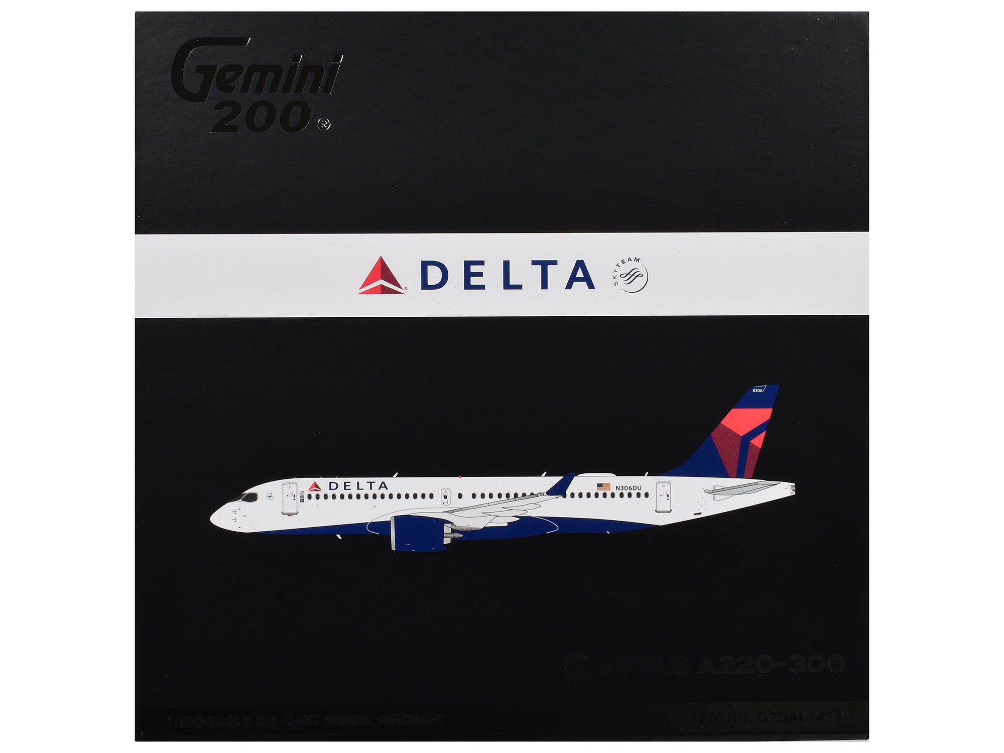 Airbus A220-300 Commercial Aircraft "Delta Air Lines" (N306DU) White with Red and Blue Tail "Gemini 200" Series 1/200 Diecast Model Airplane by GeminiJets