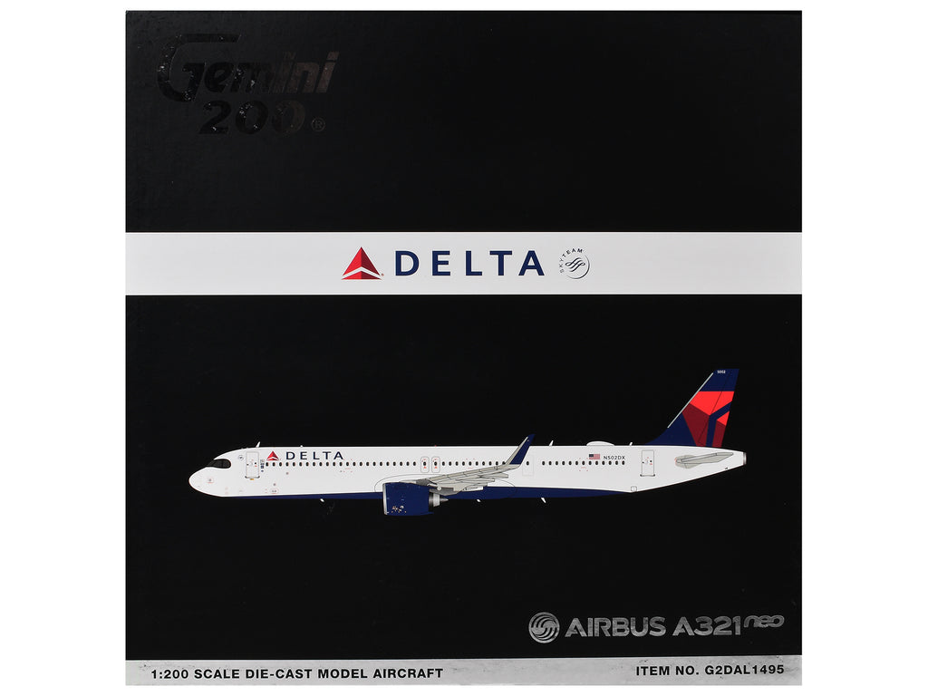 Airbus A321neo Commercial Aircraft "Delta Air Lines" (N502DX) White with Blue and Red Tail "Gemini 200" 1/200 Diecast Model Airplane by GeminiJets - image 3
