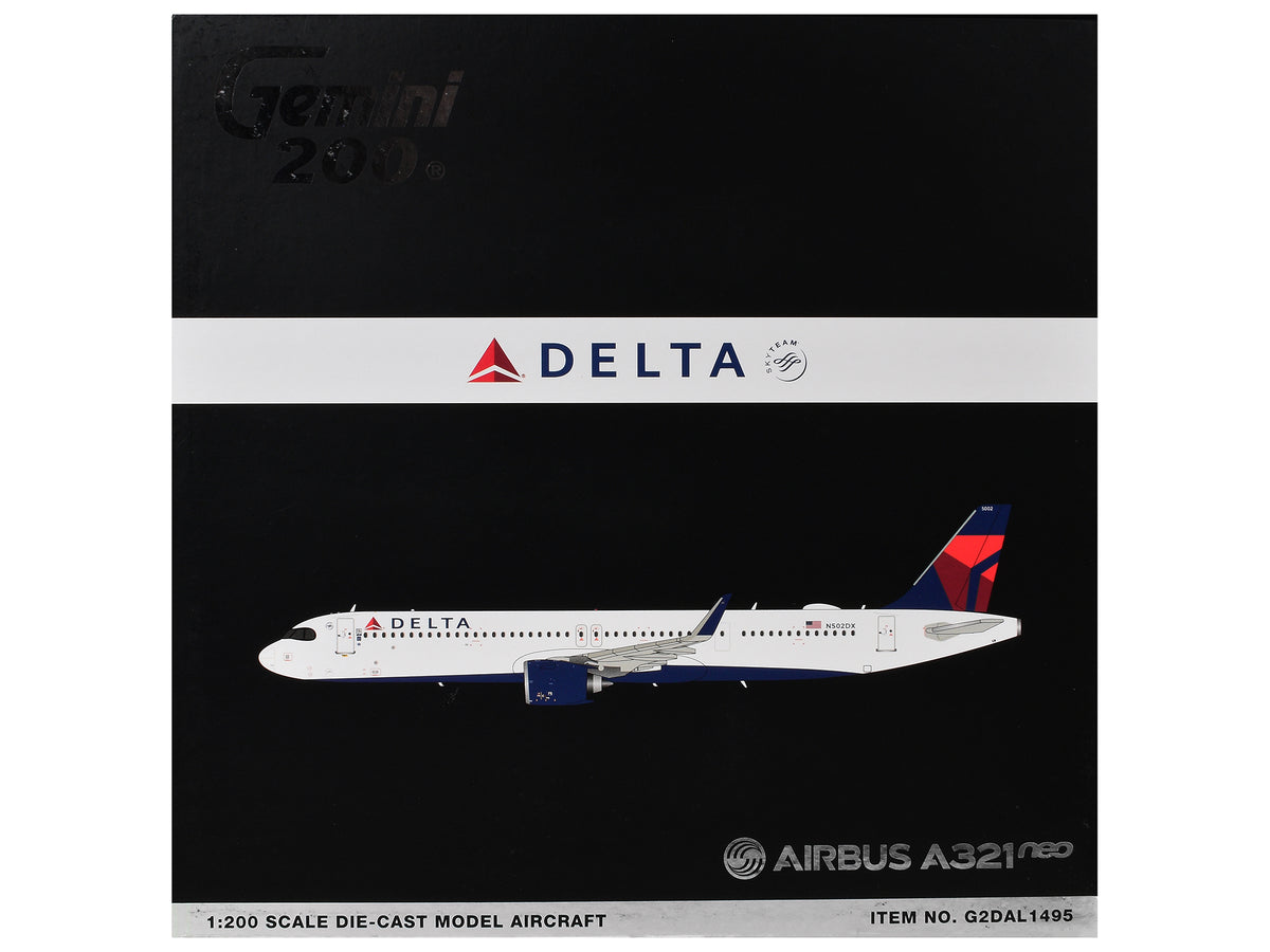 Airbus A321neo Commercial Aircraft "Delta Air Lines" (N502DX) White with Blue and Red Tail "Gemini 200" 1/200 Diecast Model Airplane by GeminiJets - image 3