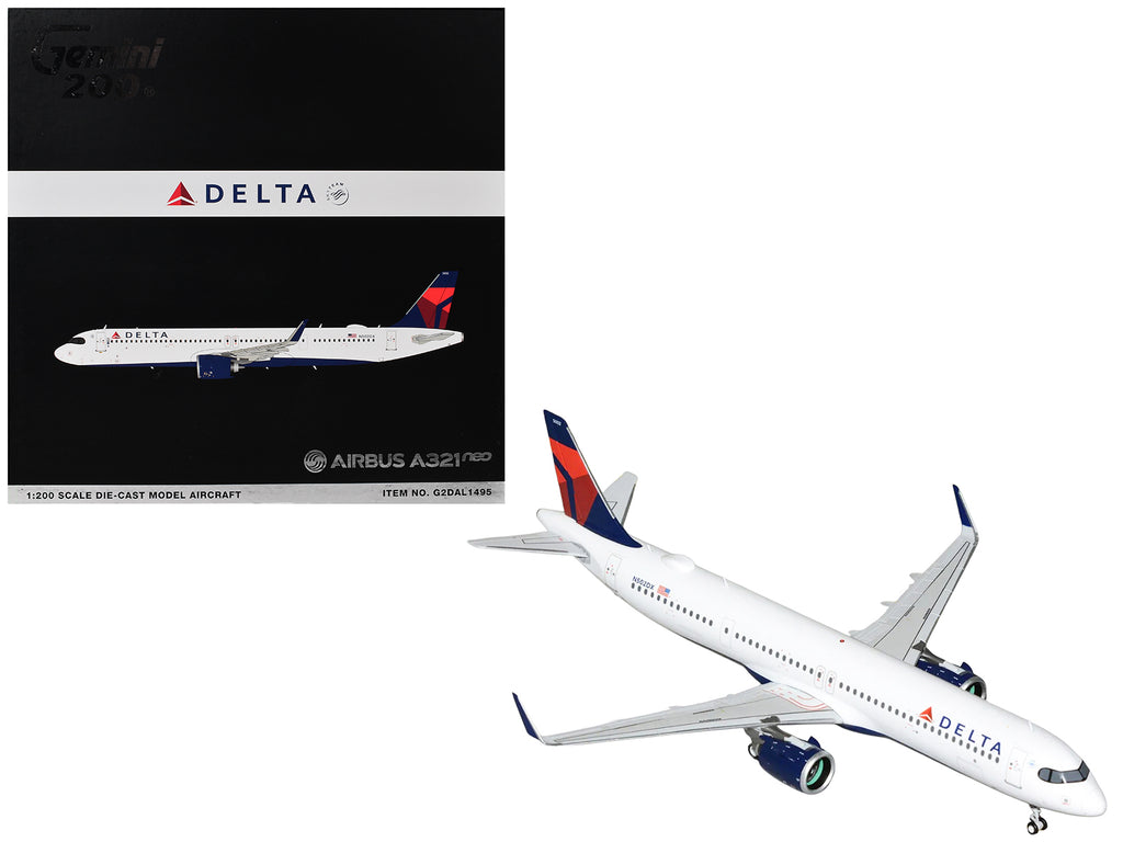 Airbus A321neo Commercial Aircraft "Delta Air Lines" (N502DX) White with Blue and Red Tail "Gemini 200" 1/200 Diecast Model Airplane by GeminiJets