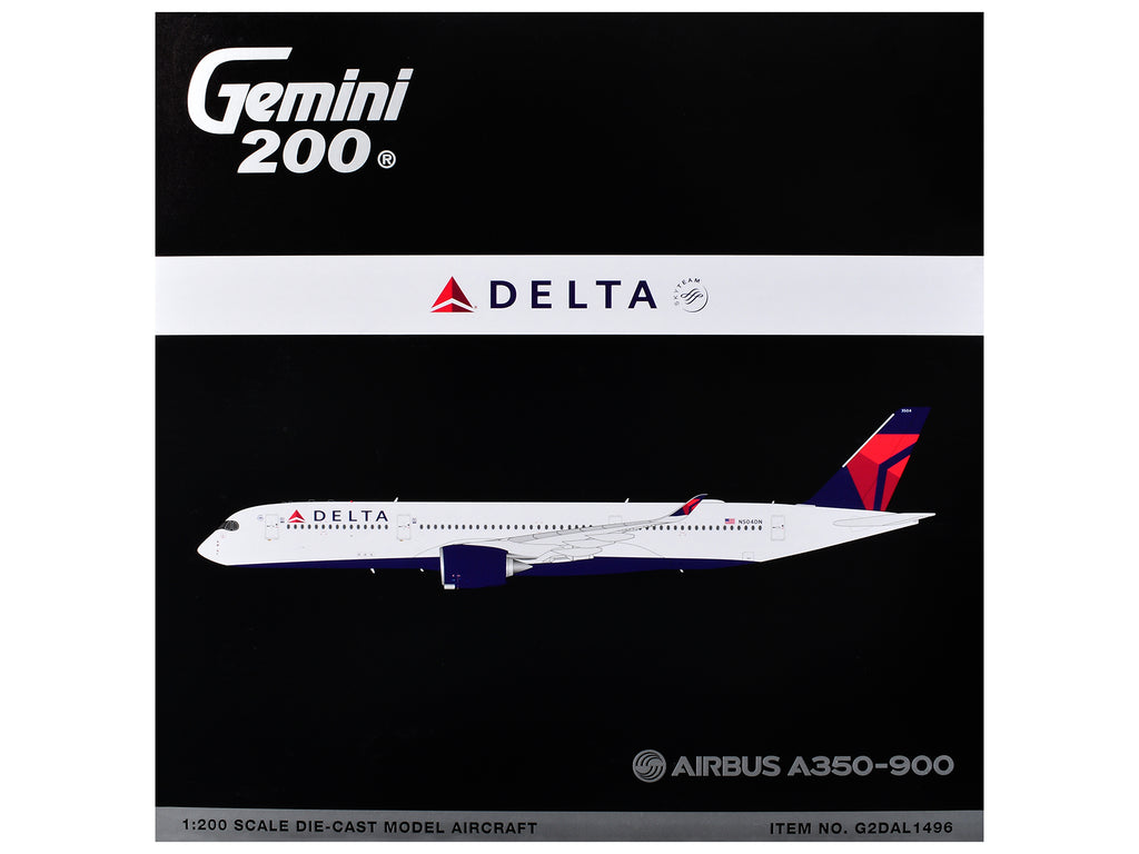 Airbus A350-900 Commercial Aircraft "Delta Air Lines" (N504DN) White with Red and Blue Tail "Gemini 200" Series 1/200 Diecast Model Airplane by GeminiJets