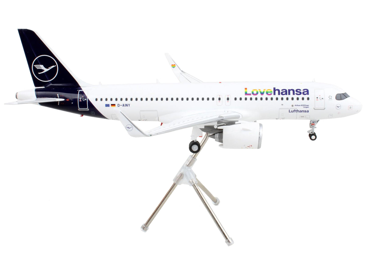Airbus A320neo Commercial Aircraft "Lufthansa - LoveHansa" White with Blue Tail "Gemini 200" Series 1/200 Diecast Model Airplane by GeminiJets - image 2