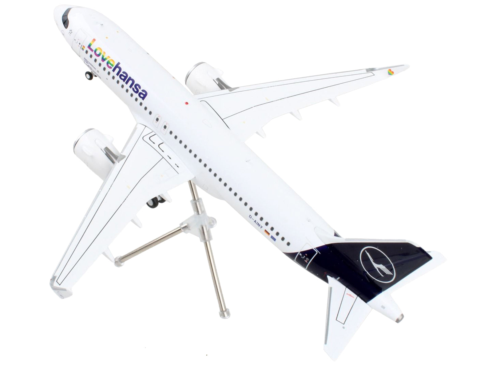 Airbus A320neo Commercial Aircraft "Lufthansa - LoveHansa" White with Blue Tail "Gemini 200" Series 1/200 Diecast Model Airplane by GeminiJets - image 3
