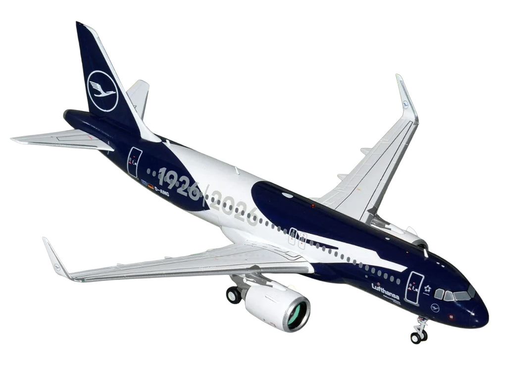 Airbus A320neo Commercial Aircraft "Lufthansa 100th Anniversary" (D-AING) White and Dark Blue "Gemini 200" Series 1/200 Diecast Model Airplane by GeminiJets - image 2