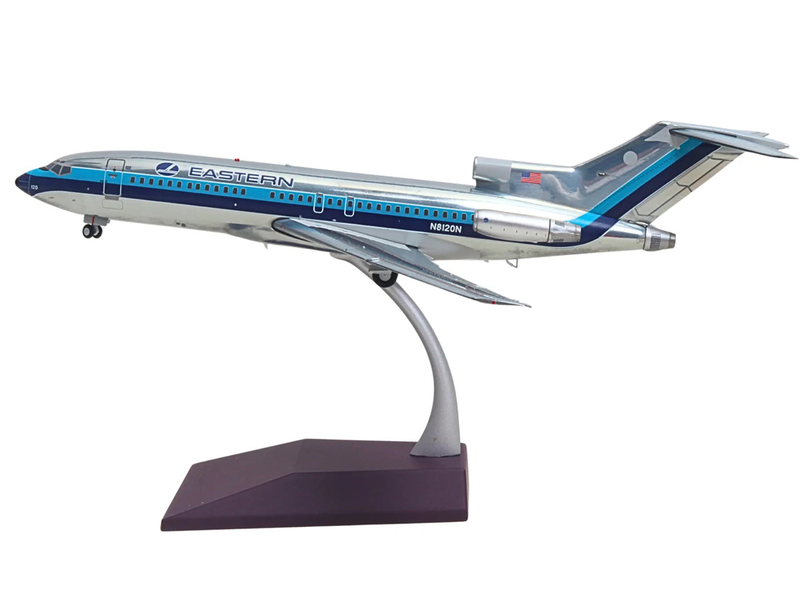 Boeing 727-100 Commercial Aircraft "Eastern Air Lines" (N8120N) Silver with Blue Stripes "Gemini 200" Series 1/200 Diecast Model Airplane by GeminiJets - image 2