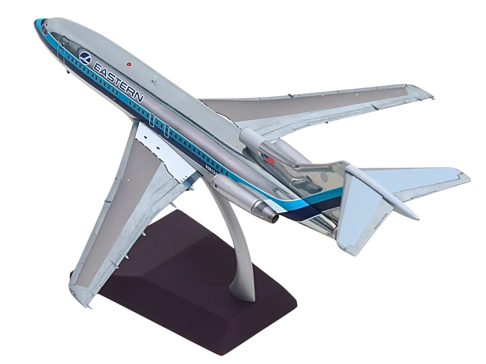 Boeing 727-100 Commercial Aircraft "Eastern Air Lines" (N8120N) Silver with Blue Stripes "Gemini 200" Series 1/200 Diecast Model Airplane by GeminiJets - image 3