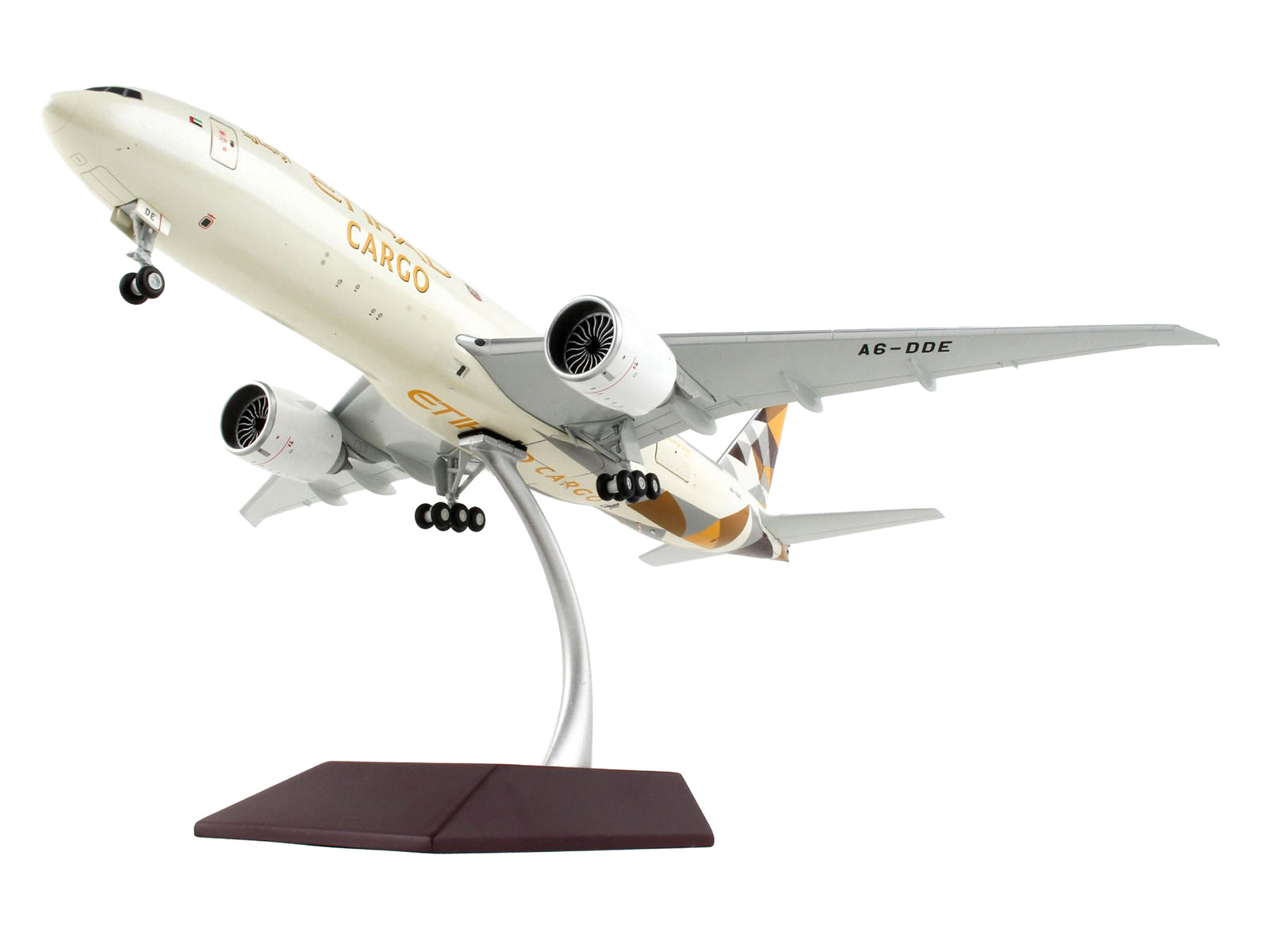 Boeing 777F Commercial Aircraft "Etihad Airways Cargo" Beige with Tail Graphics "Gemini 200 - Interactive" Series 1/200 Diecast Model Airplane by GeminiJets - image 4
