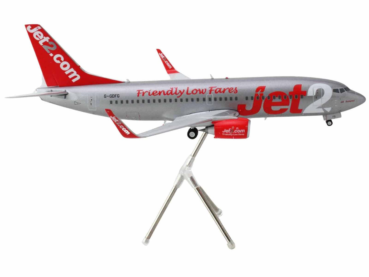 Boeing 737-300 Commercial Aircraft "Jet2" (G-GDFG) Gray Metallic with Red Tail "Gemini 200" Series 1/200 Diecast Model Airplane by GeminiJets - image 2