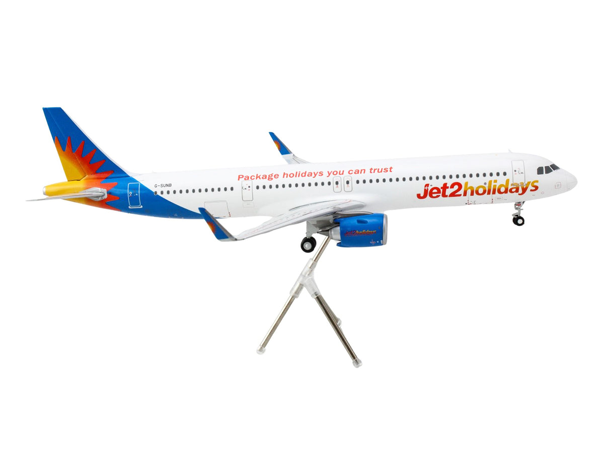 Airbus A321neo Commercial Aircraft "Jet2Holidays" (G-SUNB) White with Tail Graphics "Gemini 200" Series 1/200 Diecast Model Airplane by GeminiJets - image 3