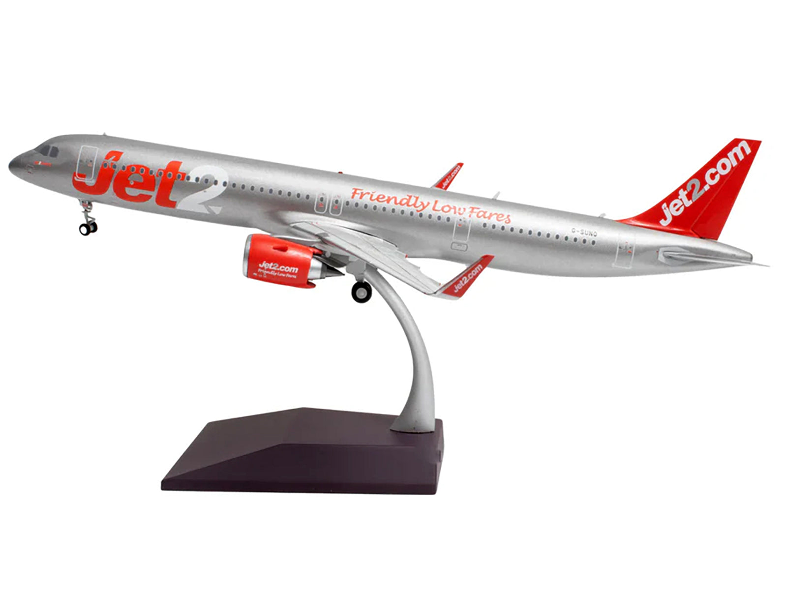 Airbus A321neo Commercial Aircraft "Jet2" (G-SUNO) Silver with Red Tail "Gemini 200" Series 1/200 Diecast Model Airplane by GeminiJets - image 2