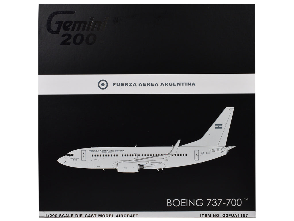 Boeing 737-700 Transport Aircraft "Fuerza Aerea Argentina (Air Force)" (T-99) Gray "Gemini 200" Series 1/200 Diecast Model Airplane by GeminiJets - image 3