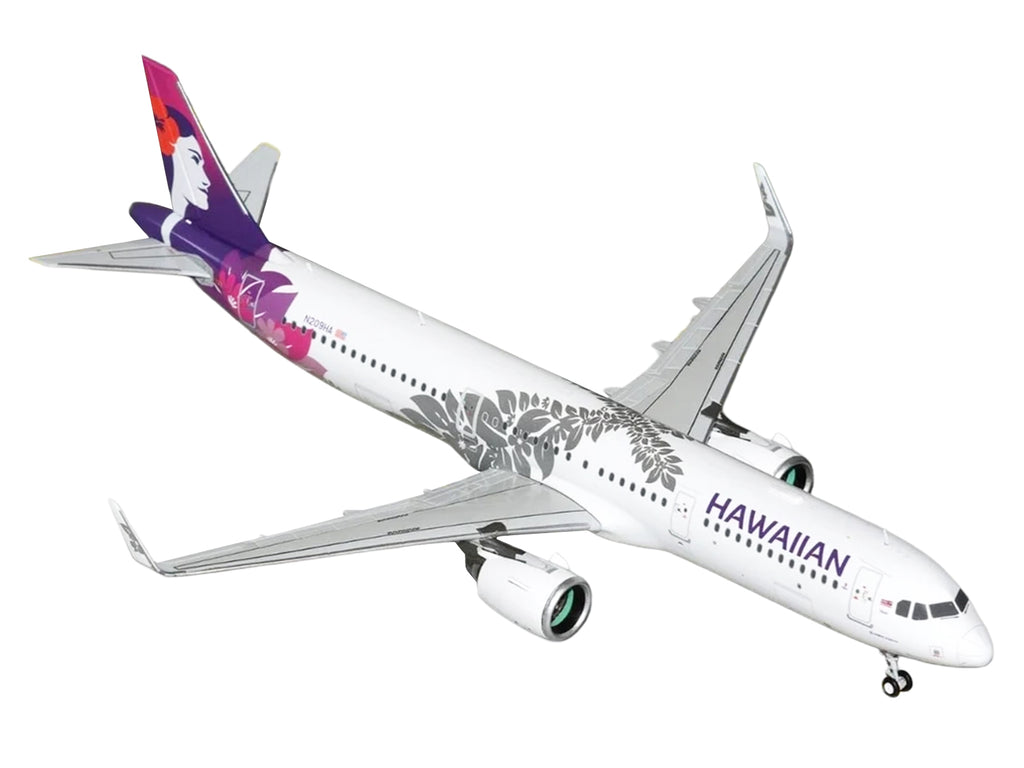 Airbus A321neo Commercial Aircraft "Hawaiian Airlines" (N209HA) White with Purple Tail and Graphics "Gemini 200" Series 1/200 Diecast Model Airplane by GeminiJets