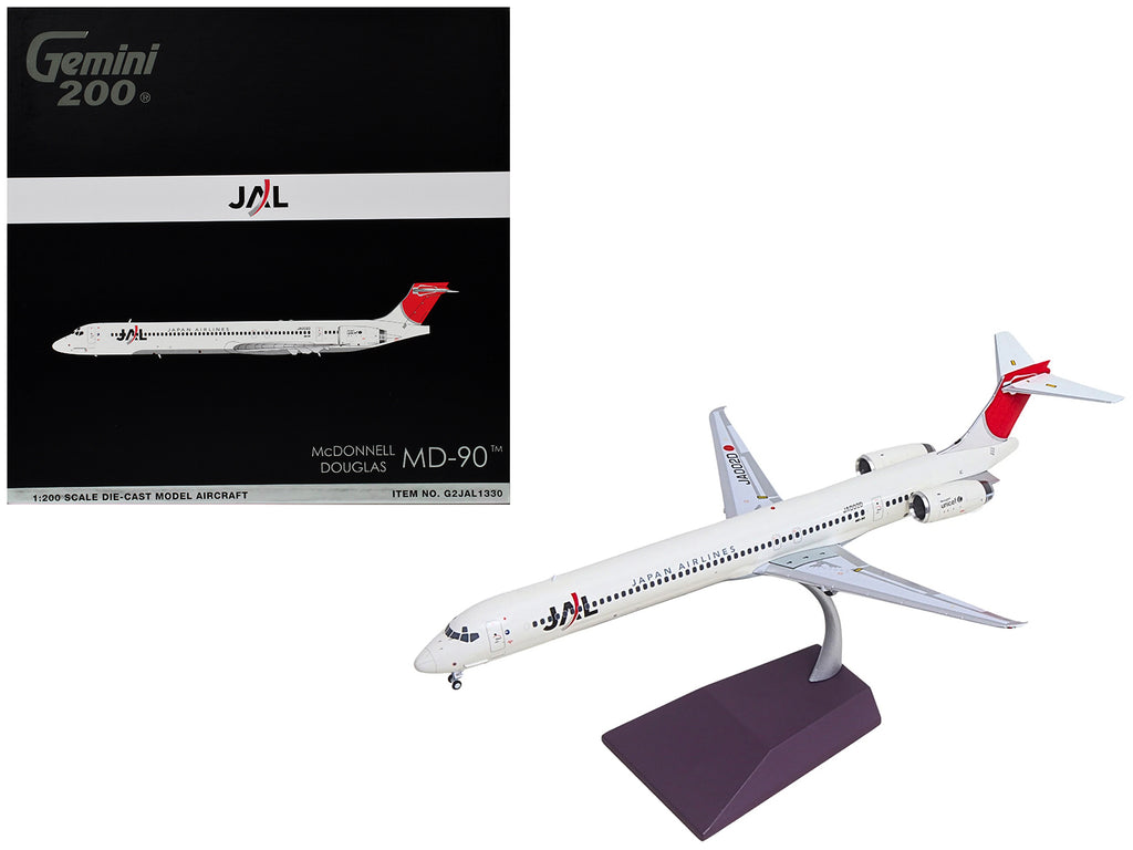 McDonnell Douglas MD-90 Commercial Aircraft "Japan Airlines" (JA002D) White with Red Tail "Gemini 200" Series 1/200 Diecast Model by GeminiJets