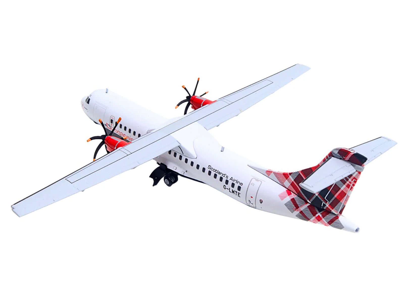 ATR 72-600 Commercial Aircraft "Loganair - Scotland's Airline" (G-LMTE) White with Red Plaid Tail "Gemini 200" Series 1/200 Diecast Model Airplane by GeminiJets - image 4