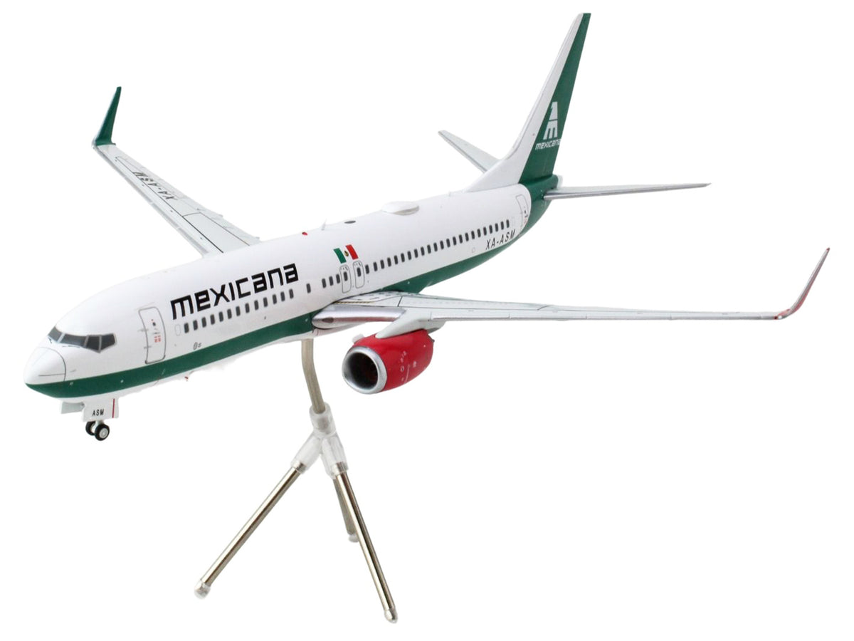 Boeing 737-800 Commercial Aircraft "Mexicana" (XA-ASM) White with Green Stripes "Gemini 200" Series 1/200 Diecast Model Airplane by GeminiJets - image 2