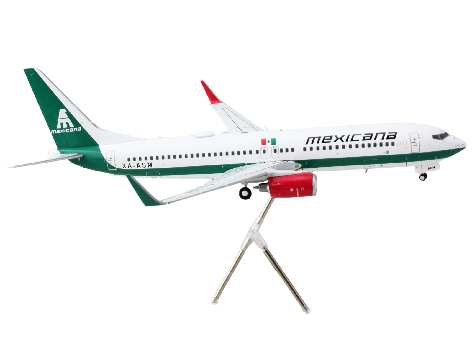 Boeing 737-800 Commercial Aircraft "Mexicana" (XA-ASM) White with Green Stripes "Gemini 200" Series 1/200 Diecast Model Airplane by GeminiJets - image 3