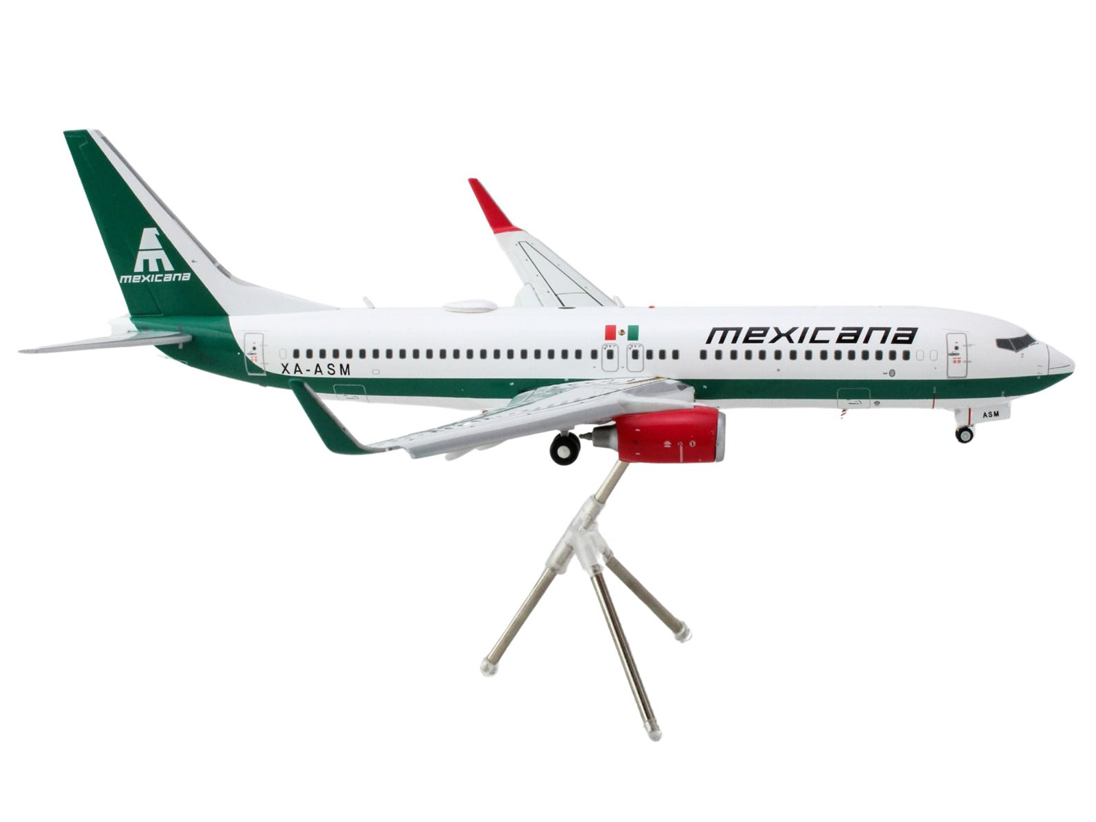 Boeing 737-800 Commercial Aircraft with Flaps Down "Mexicana" (XA-ASM) White with Green Stripes "Gemini 200" Series 1/200 Diecast Model Airplane by GeminiJets - image 2
