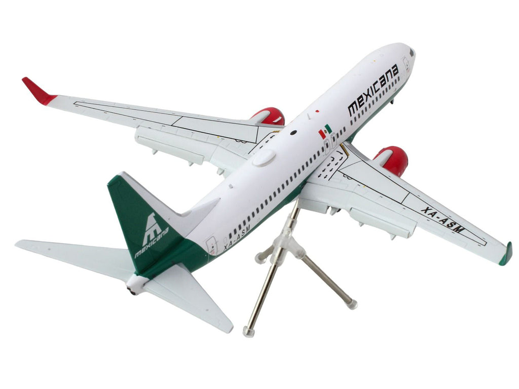 Boeing 737-800 Commercial Aircraft with Flaps Down "Mexicana" (XA-ASM) White with Green Stripes "Gemini 200" Series 1/200 Diecast Model Airplane by GeminiJets - image 3