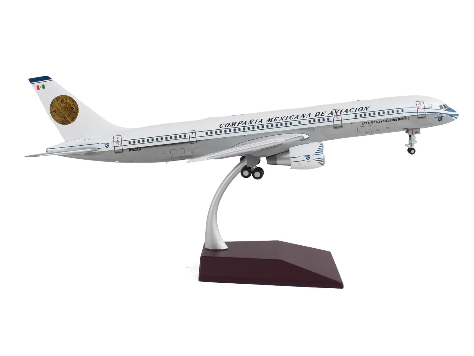 Boeing 757-200 Commercial Aircraft "Mexicana Retro Livery" (N380RM) White with Tail Graphics "Gemini 200" Series 1/200 Diecast Model Airplane by GeminiJets - image 3