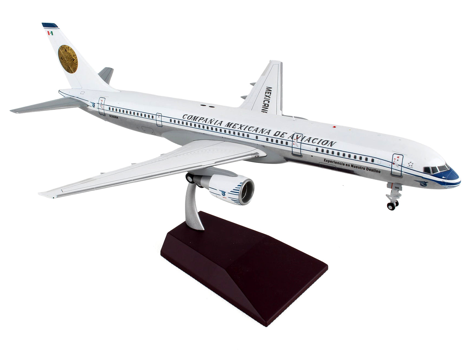 Boeing 757-200 Commercial Aircraft "Mexicana Retro Livery" (N380RM) White with Tail Graphics "Gemini 200" Series 1/200 Diecast Model Airplane by GeminiJets - image 4