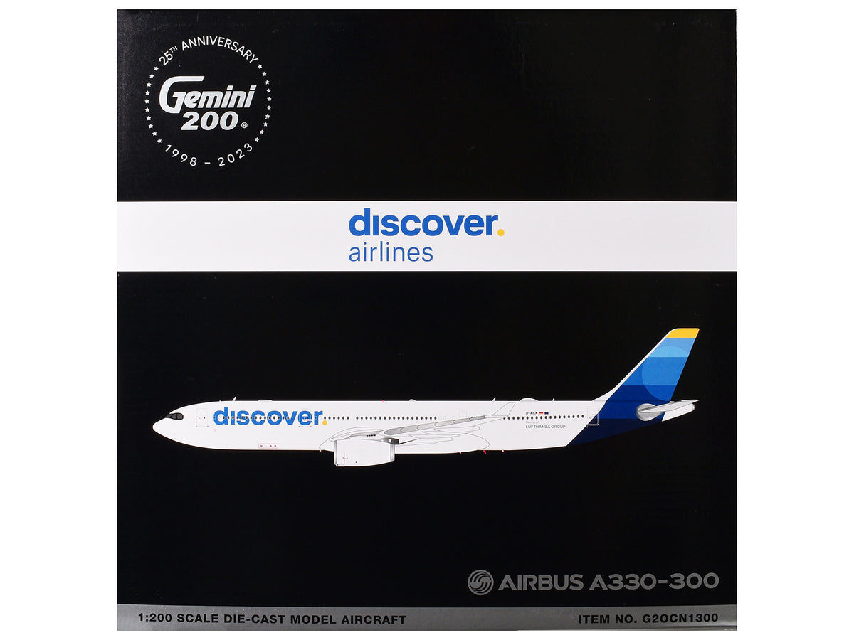 Airbus A330-300 Commercial Aircraft "Discover Airlines" (D-AIKK) White with Blue Tail "Gemini 200" Series 1/200 Diecast Model Airplane by GeminiJets - image 3