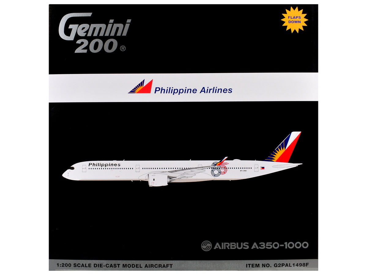 Airbus A350-1000 Commercial Aircraft with Flaps Down "Philippine Airlines" (RP-C3510) White with Tail Graphics "Gemini 200" 1/200 Diecast Model Airplane by GeminiJets - image 3