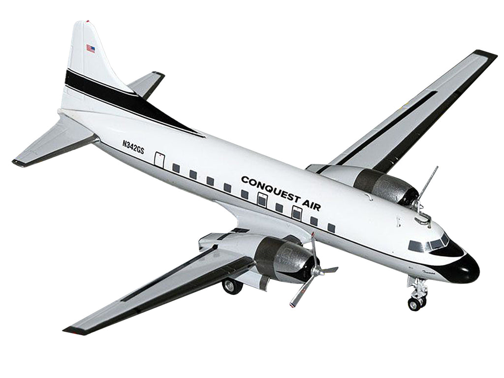 Convair C-131 Commercial Aircraft "Conquest Air Cargo" (N342GS) White with Black Tail Stripes "Gemini 200" Series 1/200 Diecast Model Airplane by GeminiJets - image 2
