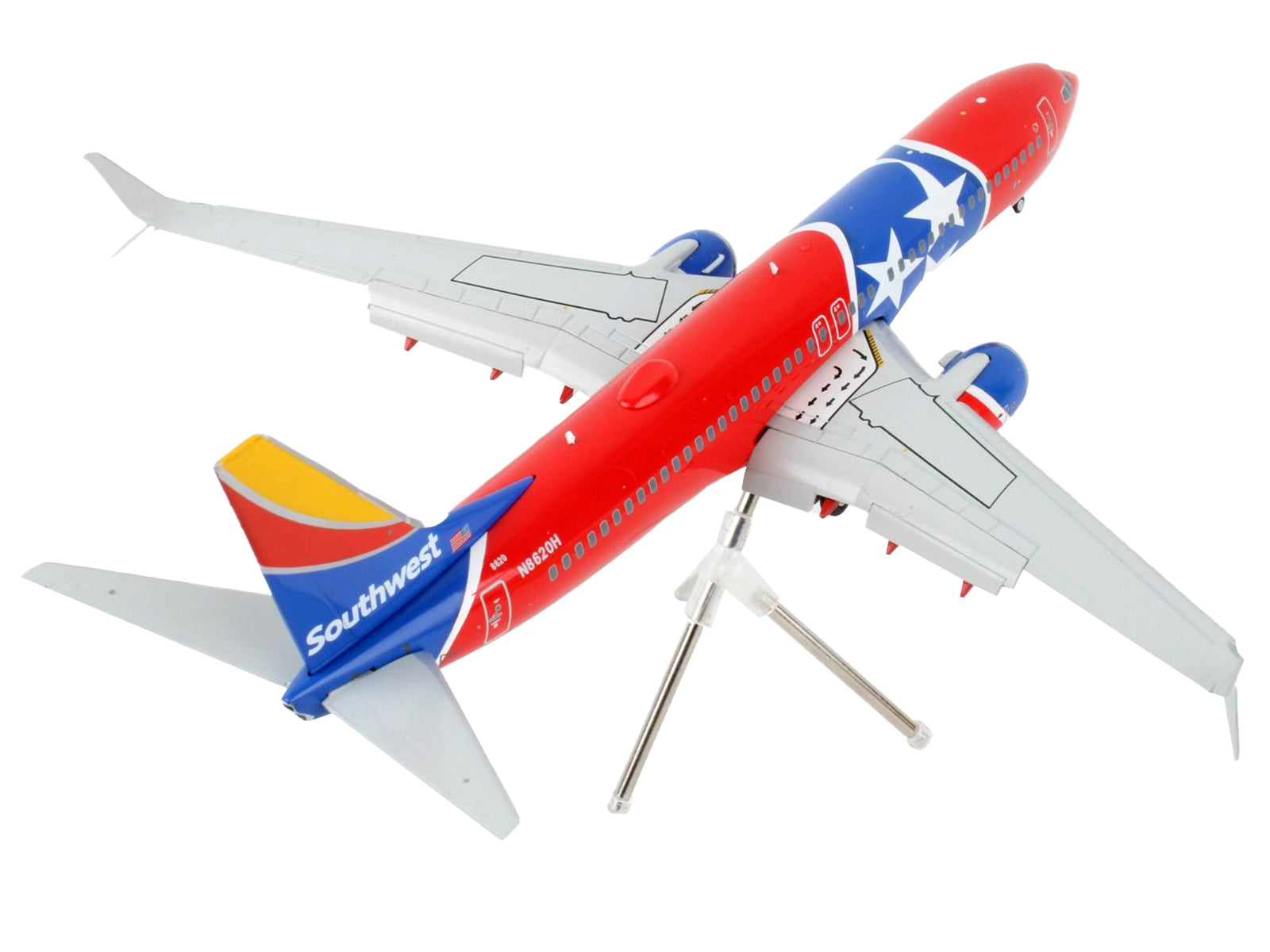 Boeing 737-800 Commercial Aircraft with Flaps Down "Southwest Airlines - Tennessee One" Tennessee Flag Livery "Gemini 200" Series 1/200 Diecast Model Airplane by GeminiJets - image 3