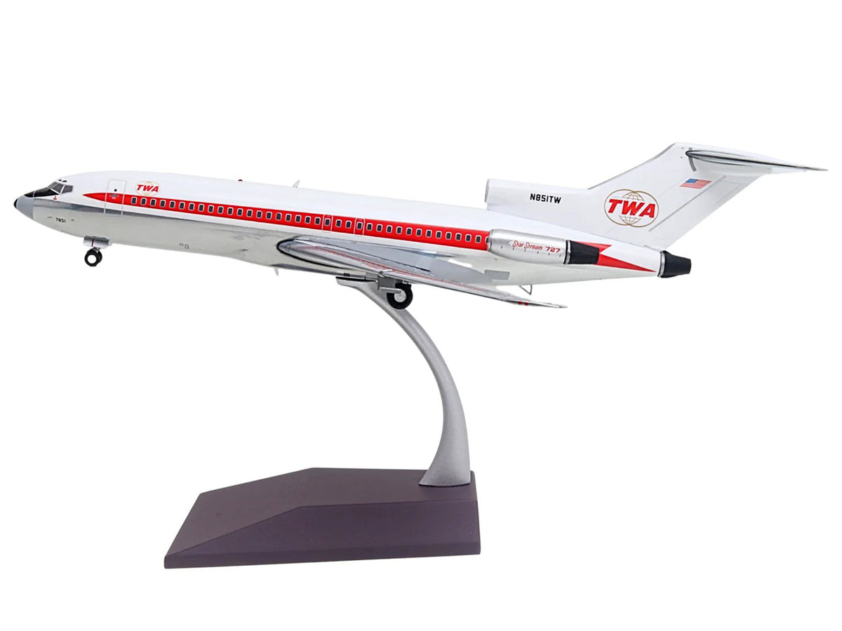 Boeing 727-100 Commercial Aircraft "Trans World Airlines (TWA)" (N851TW) White with Red Stripes "Gemini 200" Series 1/200 Diecast Model Airplane by GeminiJets - image 2