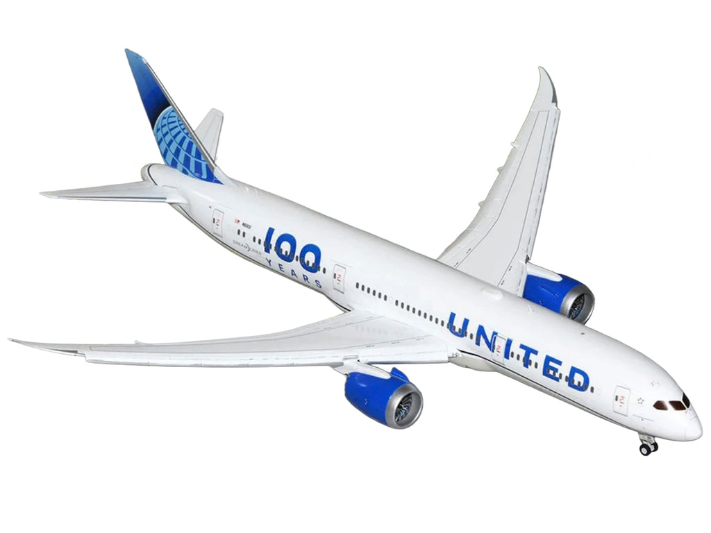 Boeing 787-9 Commercial Aircraft with Flaps Down "United Airlines 100 Years" (N61101) White with Graphics and Blue Tail "Gemini 200" Series 1/200 Diecast Model by GeminiJets - image 2