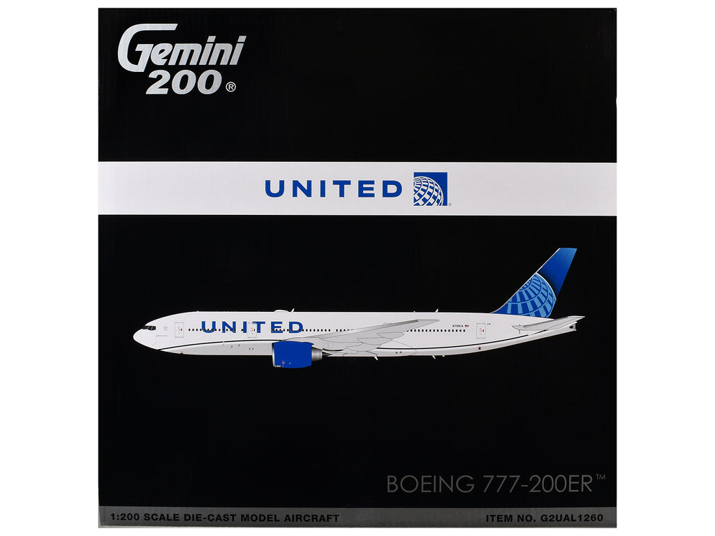 Boeing 777-200ER Commercial Aircraft "United Airlines" (N798UA) White with Blue Tail "Gemini 200" Series 1/200 Diecast Model by GeminiJets - image 3