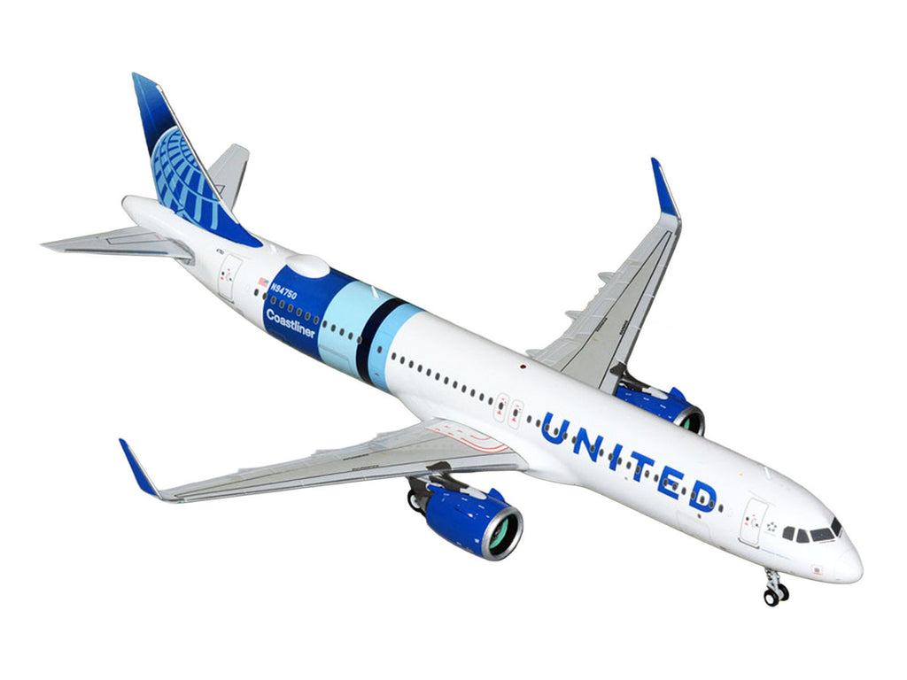 Airbus A321neo Commercial Aircraft "United Airlines Coastliner" (N94750) White with Blue Stripes "Gemini 200" Series 1/200 Diecast Model Airplane by GeminiJets