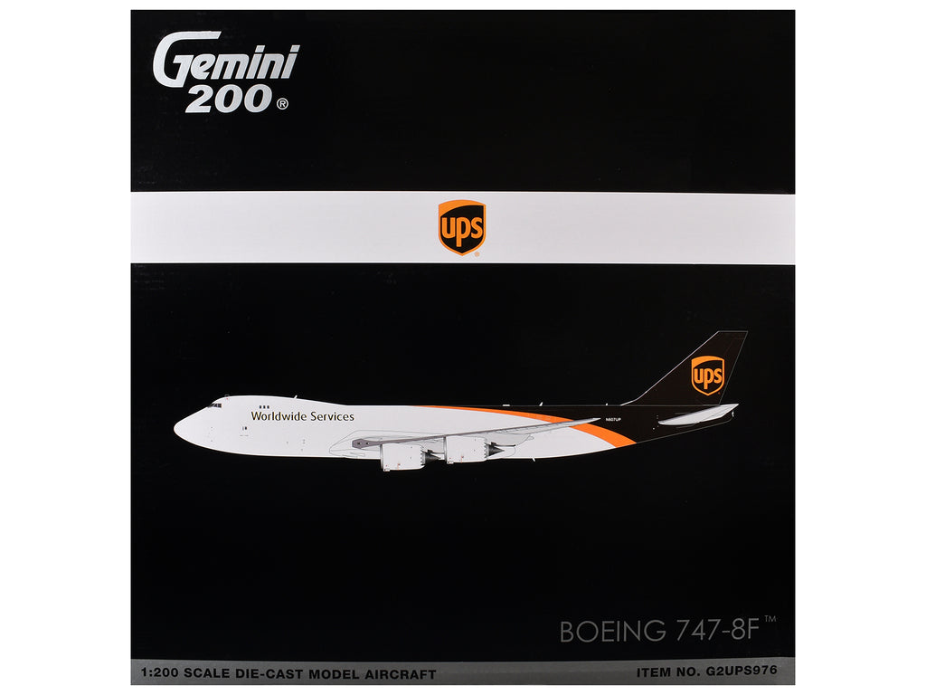 Boeing 747-8F Commercial Aircraft "UPS Worldwide Services" (N607UP) White with Brown Tail "Gemini 200" Series 1/200 Diecast Model by GeminiJets - image 3