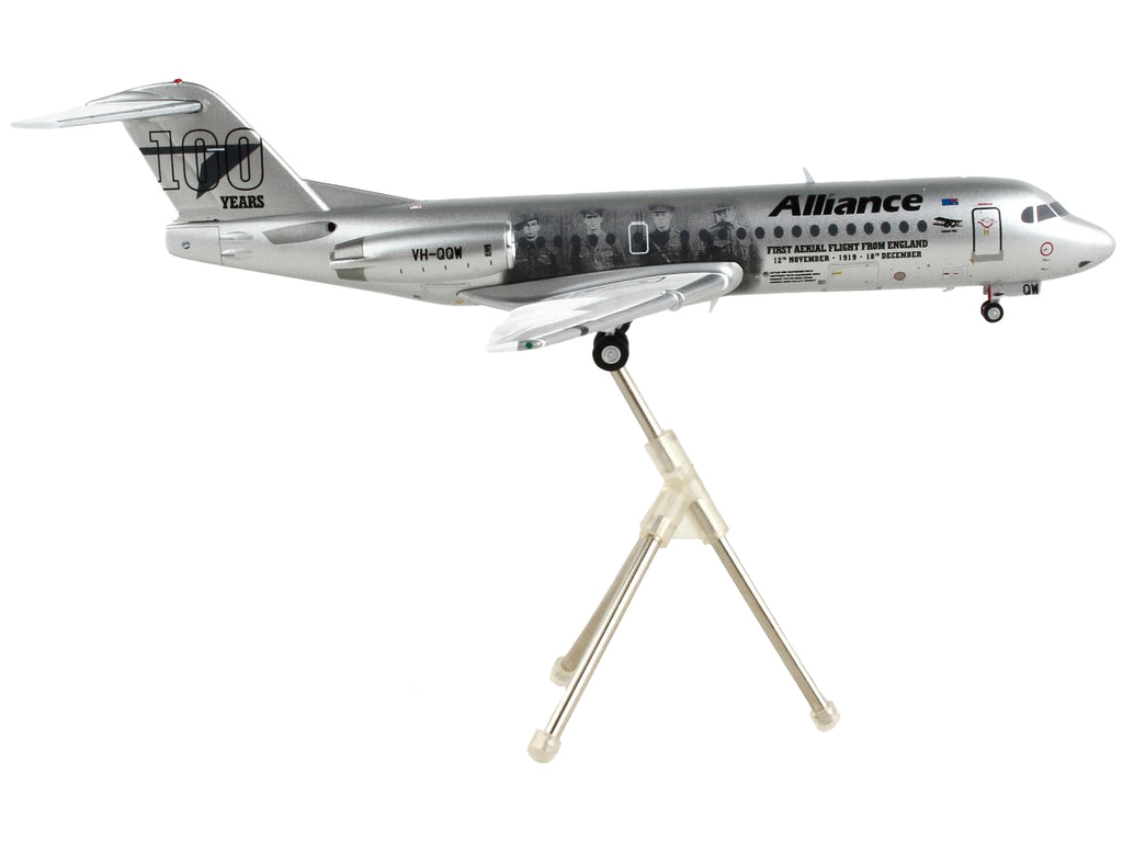 Fokker F70 Commercial Aircraft "Alliance Airlines - 100 Years First Flight from England" Silver Metallic "Gemini 200" Series 1/200 Diecast Model Airplane by GeminiJets - image 2