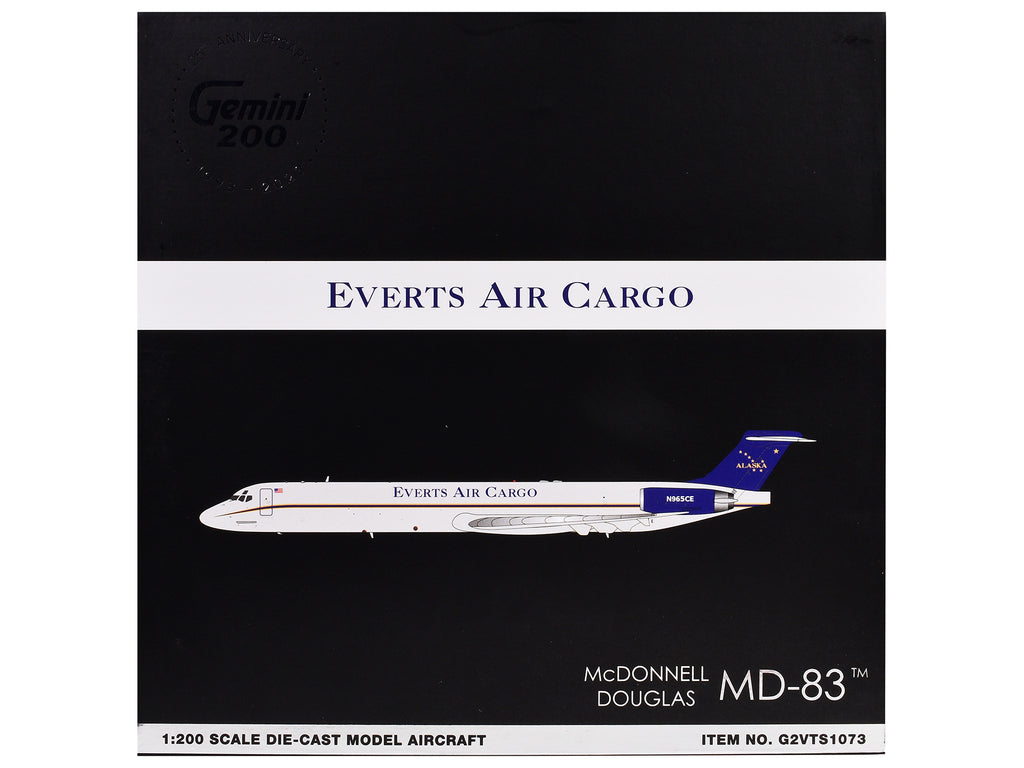 McDonnell Douglas MD-88 Commercial Aircraft "Everts Air Cargo" (N965CE) White with Blue Tail "Gemini 200" Series 1/200 Diecast Model Airplane by GeminiJets - image 3