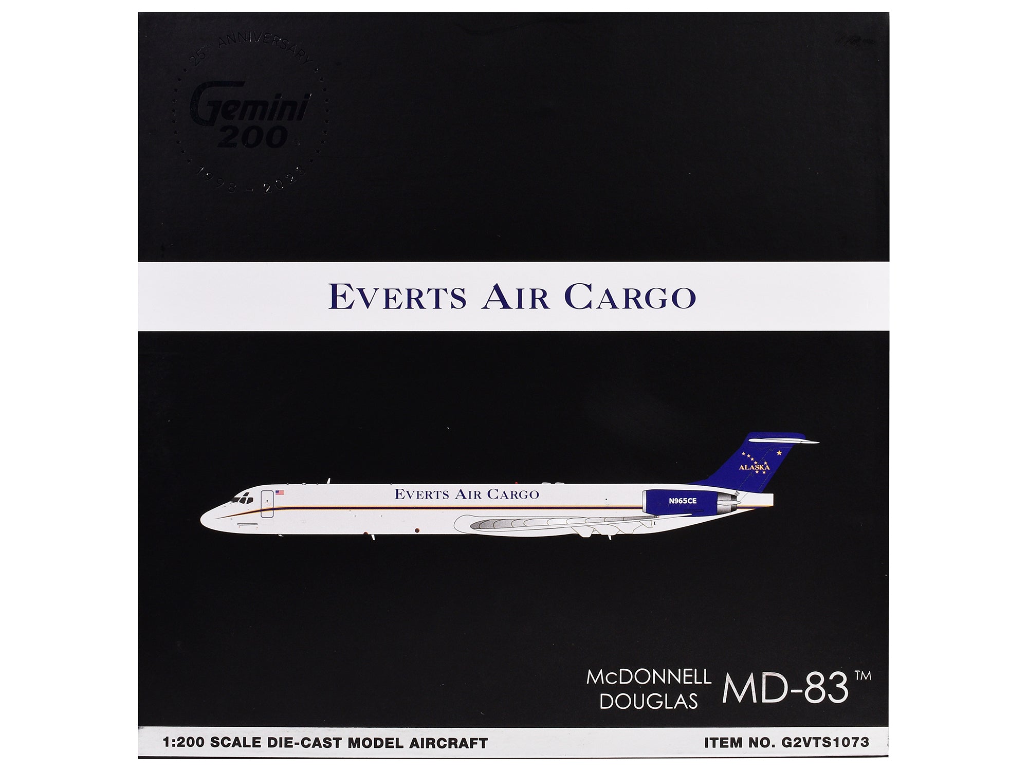 McDonnell Douglas MD-88 Commercial Aircraft "Everts Air Cargo" (N965CE) White with Blue Tail "Gemini 200" Series 1/200 Diecast Model Airplane by GeminiJets - image 3