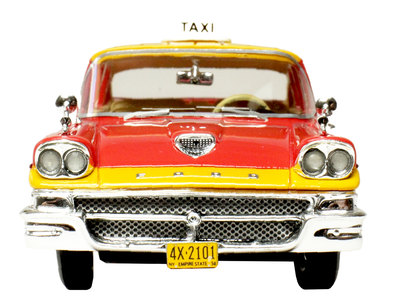 1958 Ford Custom 300 Taxi Cab "Kind Taxi Co." Red and Yellow with Yellow Interior Limited Edition to 200 pieces Worldwide 1/43 Model Car by Goldvarg Collection - image 4
