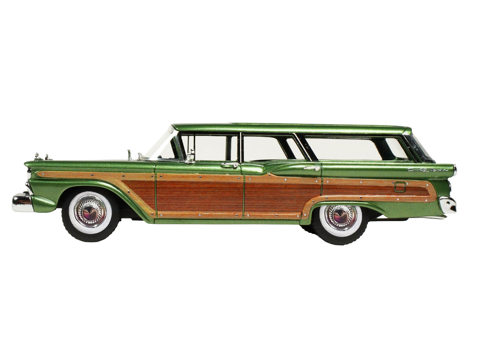 1959 Ford Country Squire Sherwood Green Metallic with Woodgrain Sides and Green Interior Limited Edition to 200 pieces Worldwide 1/43 Model Car by Goldvarg Collection - image 3