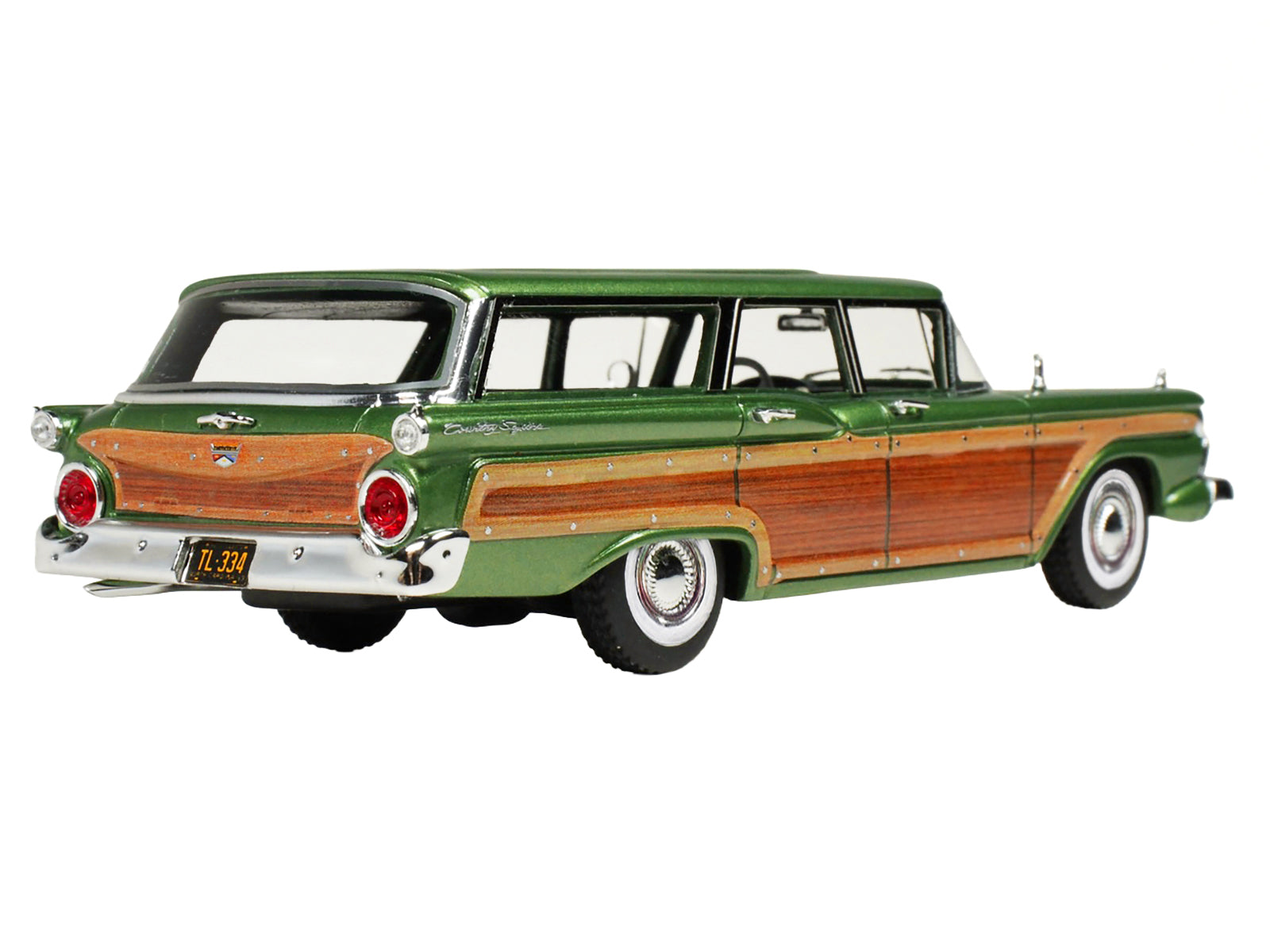 1959 Ford Country Squire Sherwood Green Metallic with Woodgrain Sides and Green Interior Limited Edition to 200 pieces Worldwide 1/43 Model Car by Goldvarg Collection - image 4