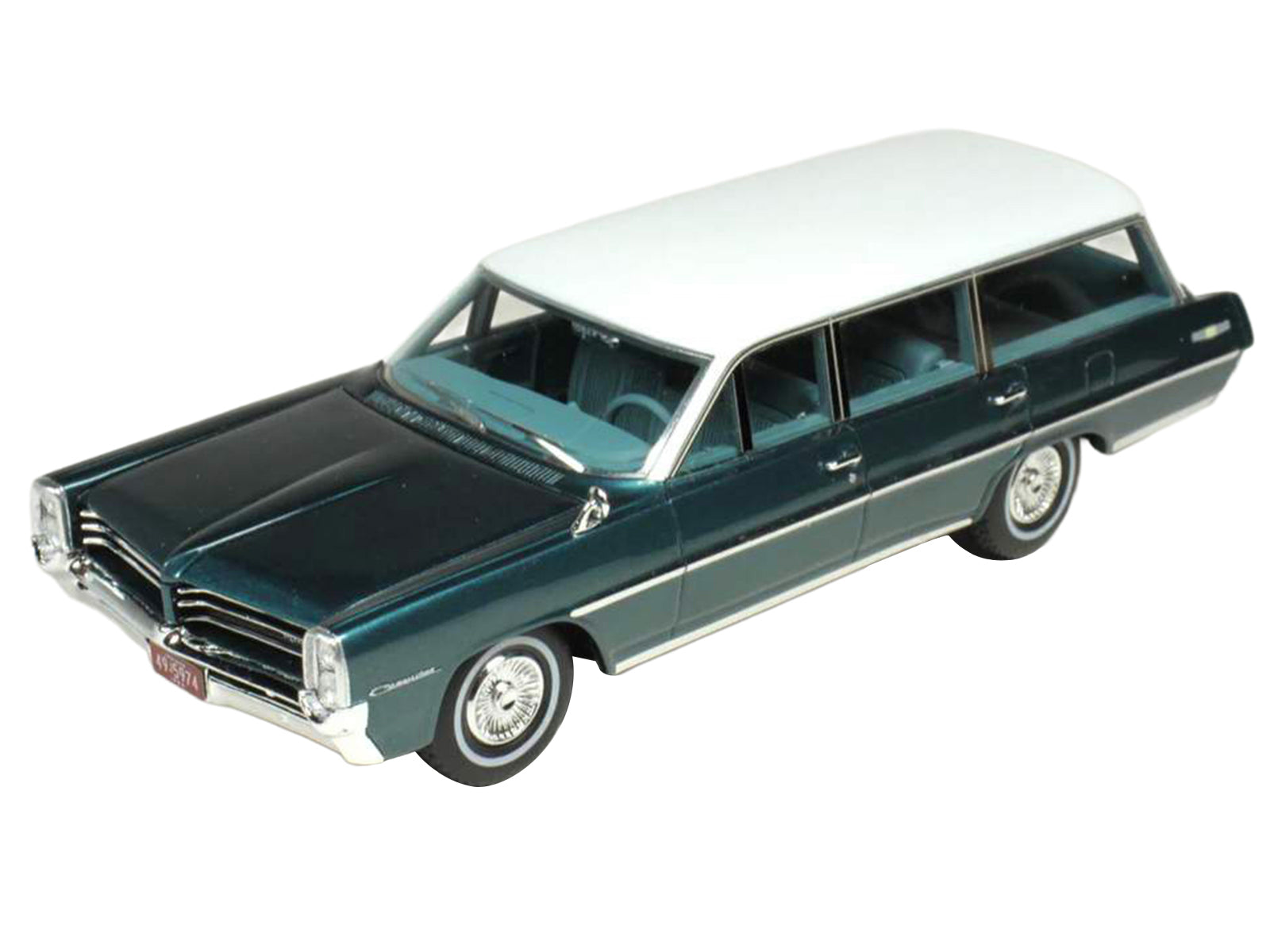 1964 Pontiac Safari Gulfstream Aqua Metallic with White Top and Blue Interior Limited Edition to 200 pieces Worldwide 1/43 Model Car by Goldvarg Collection - image 2