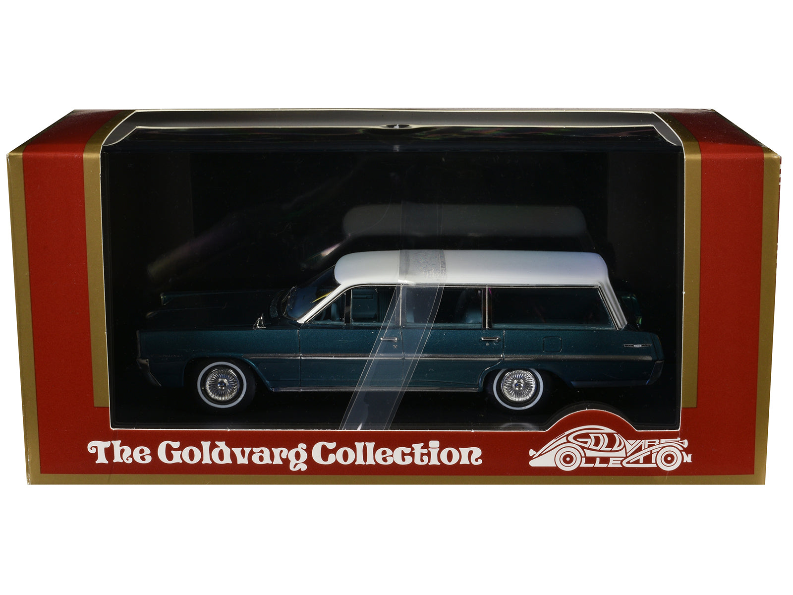 1964 Pontiac Safari Gulfstream Aqua Metallic with White Top and Blue Interior Limited Edition to 200 pieces Worldwide 1/43 Model Car by Goldvarg Collection - image 3