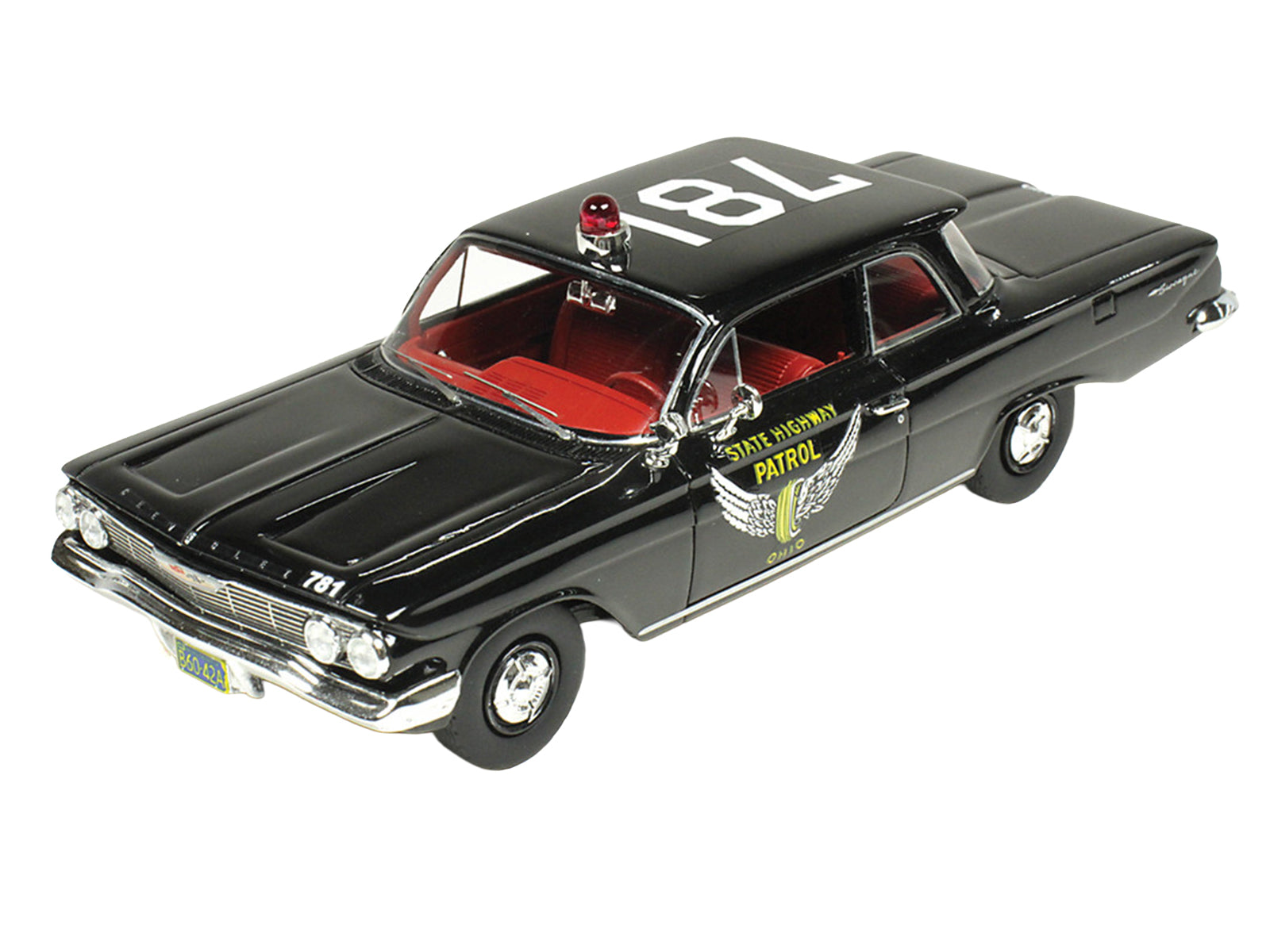 1961 Chevrolet Biscayne "Ohio State Highway Patrol" Black with Red Interior Limited Edition to 150 pieces Worldwide 1/43 Model Car by Goldvarg Collection - image 2