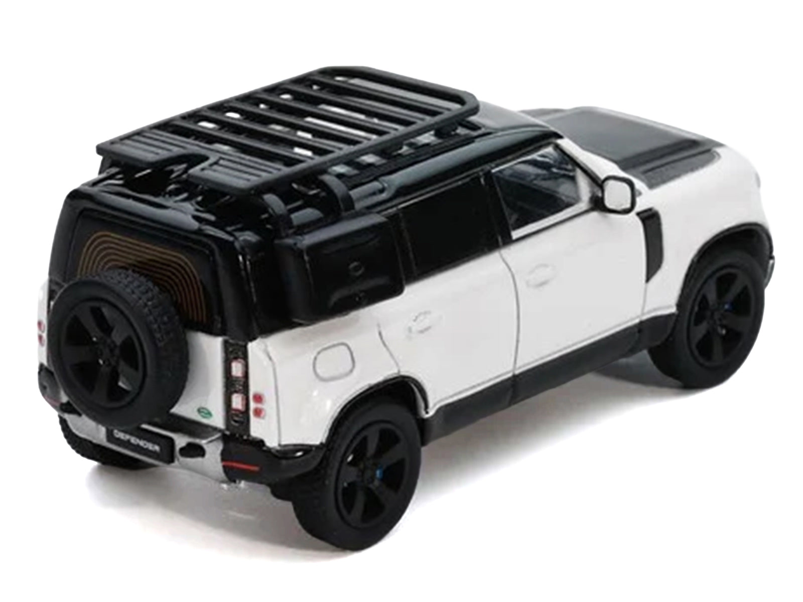 Land Rover Defender 110 White Metallic with Black Top and Roof Rack 1/64 Diecast Model Car by GCD x Enchery