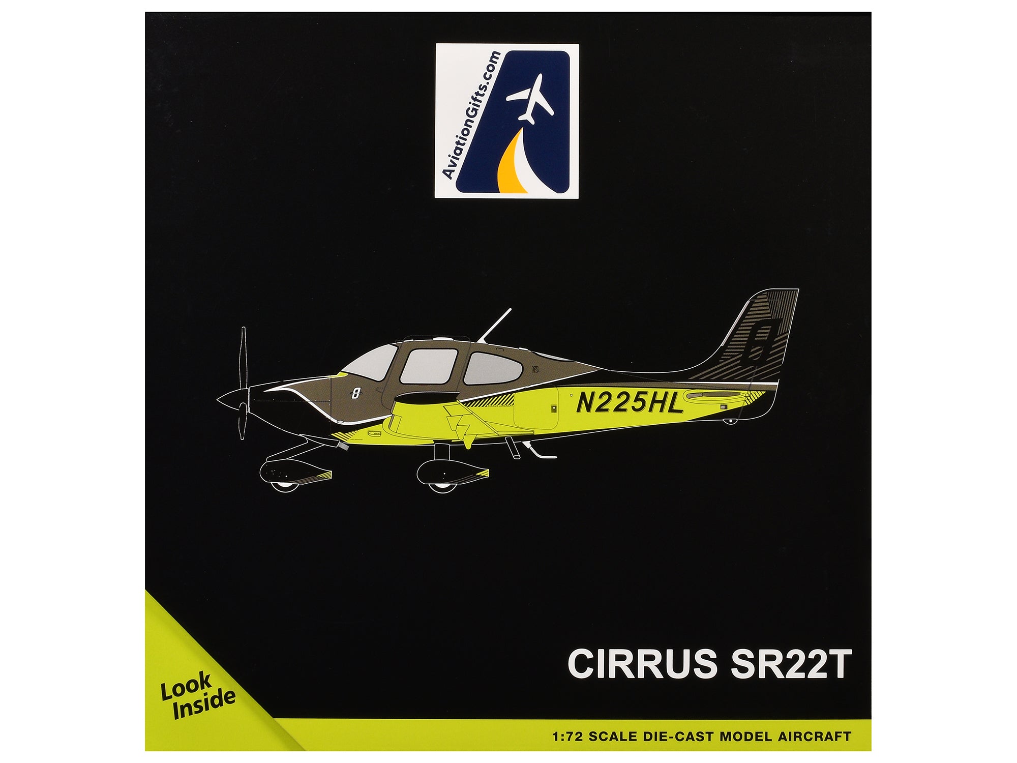 Cirrus SR22T Composite Aircraft (N225HL) Black and Neon Green "Gemini General Aviation" Series 1/72 Diecast Model by GeminiJets - image 3